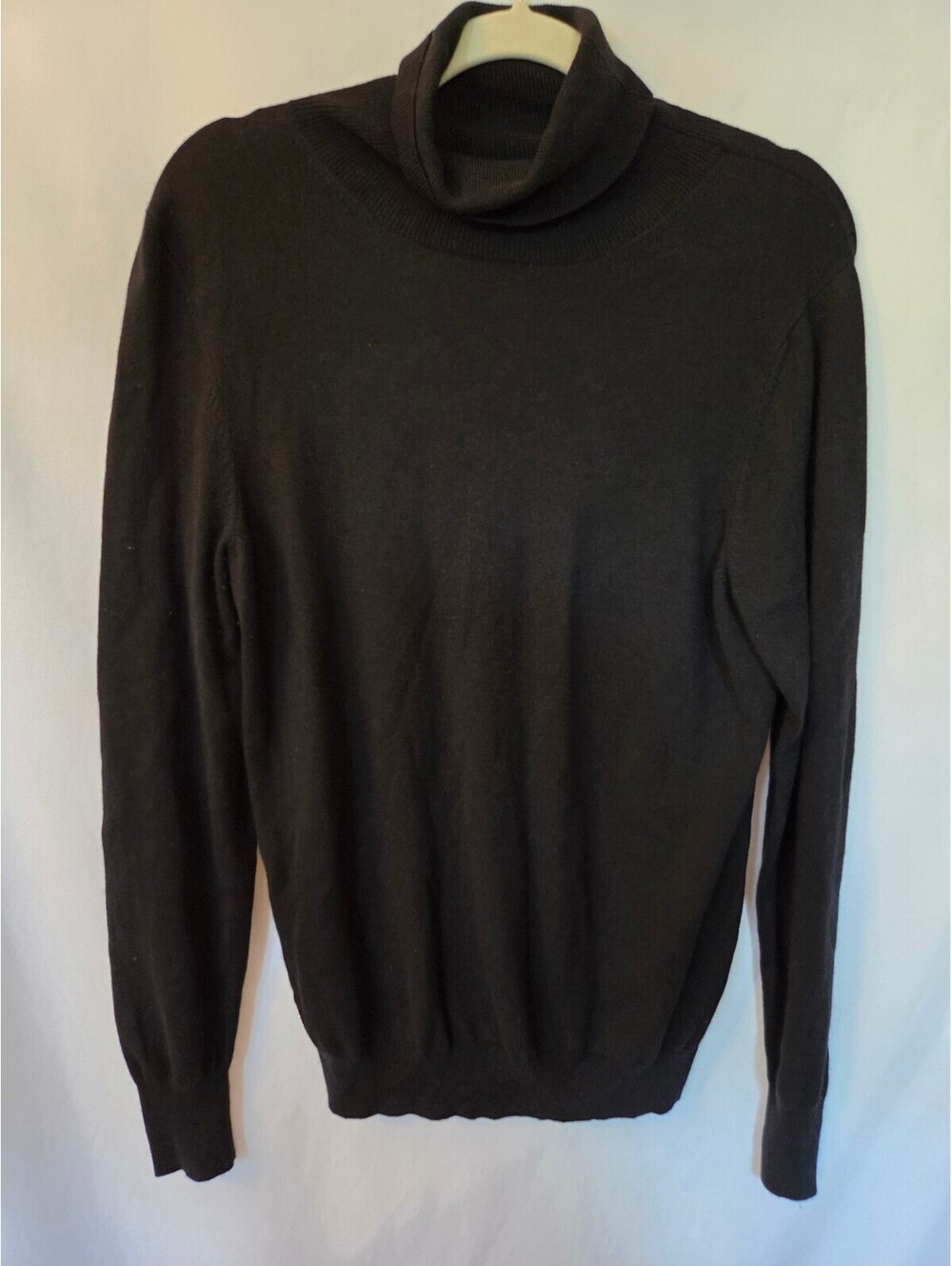 Banana Republic Black Turtleneck Sweater L Silk Cashmere Wool Quiet Luxury